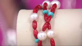 American West Red Coral Bead & Gemstone 3 Strand Bracelet on QVC
