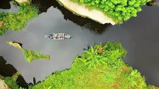 HD | No watermark | Free Aerial Boat along river video for presentation, video editing