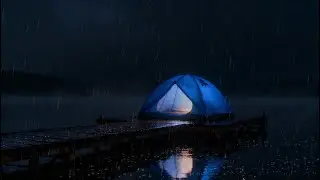 Deep Sleep Distant Thunderstorm Tent on the Lake Dock Sounds