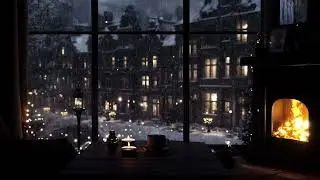 Hazy Window View Over a Snowy Cathedral Town ❄️ Dark Academia Winter Ambience for Reading & Writing