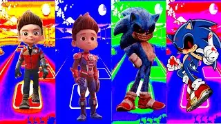 Paw Patrol Team Chase! VS SONIC EXE TEAM! TILES HOP EDM RUSH!