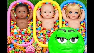 Satisfying Candy Bath ASMR with Baby Dolls | No Talking