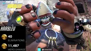 Harbleu Sick Roadhog - 40 elims! POTG! [ Overwatch Season 32 Top 500 ]