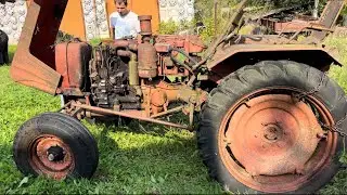 Starting Old tractor T-25 and test drive