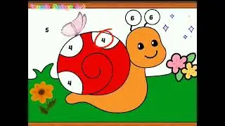 Coloring By Numbers Cute Snail learn color number drawing painting For Kids And Toddlers