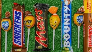 Satisfying video Asmr lollipops candy and chocolate gummy candy unboxing video Asmr