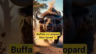 Buffalo vs Leopard: Man Saved 🐆 ~ mini wood toy- woodworking art skill/wood hand #shorts