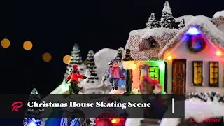 Pre-Lit LED Christmas House Scene with Rotating Skating Children, 22 cm - Multi-Colour WRC-7140