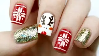 Cute Reindeer & Fair Isle Holiday Nail Art Tutorial