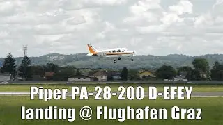 Motorflug Graz Piper PA-28 landing @ Flughafen Graz | D-EFEY