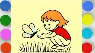 Sand Painting Girl and Butterfly | Easy and Colorful Sand Art for Kids