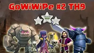 GoWiWiPe #2: Attack TH9 with Golem Wizard Witch Pekka 3 Star War Strategy