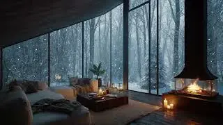 🤍❄️Soft Piano in Winter Light | Snow Outside the Window & Cozy Fire Ambience