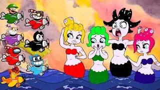 All Cuphead Playable Characters VS Cala Maria Sisters Fights