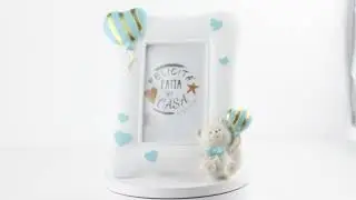 Bomboniera Portafoto con Orsetto e Palloncino Celeste 🧸🎈 | Idea Dolce per Battesimo o Nascita