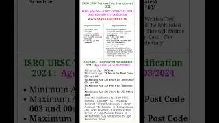 ISRO URSC Various Post #notification  2024