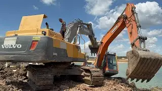 49: Doosan DX220 Excavator Leads Coordinated Recovery Effort with Dump Truck Support! @HRExca
