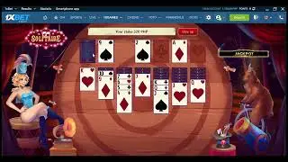 1XBet Solitaire.. first three cards #4, #2, & #7