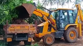 JCB Loading Mud and Gravel in Truck\JCB Backhoe Filling Dump Tipper With mud/JCB /mud truck video