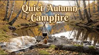 🔥 3 Hours Quiet Autumn Campfire by Forest Pool | Focus, Reading, Calm Ambience