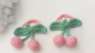 🍒🍒Kiraz Toka Yapımı🍒🍒 /How to make cherry hairpin? #örgütoka #kiraztoka #lastiktoka #crochet #örgü