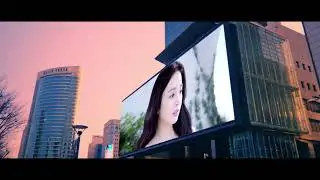 K POP Square & H Wall Outdoor Advertisement Time-lapse Video