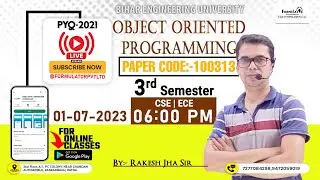BEU PYQ-2021 Object Oriented Programming #oop #3rd #sem  #ece #cse #beu #B.Tech #objectoriented prog