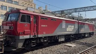 【4K高画質】JR貨物EH500形74号機〔仙貨〕（側面JRFロゴマーク有り）＋コキ20両がブロワー起動して大宮駅5番線を発車するシーン（3078レ・仙貨A125・コンテナ輸送）2026.1.17