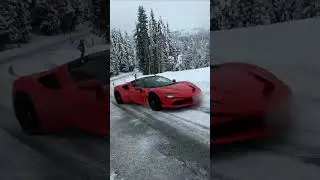 500.000&euro; Ferrari SF90 vs DEEP SNOW!  #shortvideo #ferrari #drift #snow