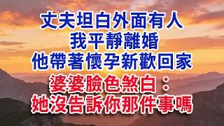 【满分爽文】丈夫坦白外面有人 我平靜離婚 他帶著懷孕新歡回家 婆婆臉色煞白：她沒告訴你那件事嗎#婆媳 #家庭 #情感故事 #晚年生活 #為人處世 #生活經驗 #情感