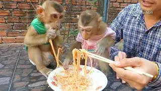 Mori And Dodo Very Surprise To Eat Much Spaghetti