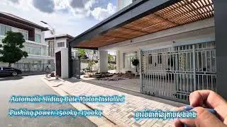 Telescopic iron sliding gate motor installed 