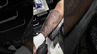🐉 Japanese Dragon & Koi Forearm Tattoo | Black and Grey Traditional Ink 🎏 #tattoo #dragontattoo