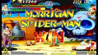 Marvel vs Capcom 1 ( Arcade ) - Morrigan / Spider-man Playthrough ( July 13, 2017 )