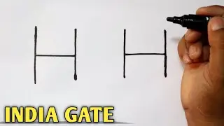How to Draw India Gate From Letter H | How to Make India Gate Drawing Very Easy and Beautiful