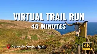 45 Minute Virtual Trail Run - Cabo de Quejo, Spain | Coastal Run in 4K POV