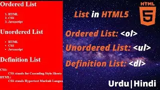 HTML Lists: How to Create Ordered, Unordered, and Definition Lists in Urdu/Hindi