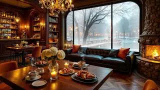 Cozy Winter Coffee Shop ☕ Relaxing Smooth Jazz & Fireplace Ambience for Study and Relaxation