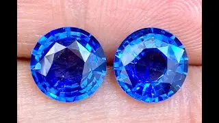 Beautiful Cornflower Blue Sapphire Rounds Pair - Gem Quality 9mm Fine Cut