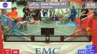 VEX Worlds 2016 - VRC High School - Engineering - Qual 141 (9090C 590) 160 vs 315 (2011B 9282)