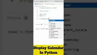 Display Calendar in Python |  #shorts #python #programming #coding
