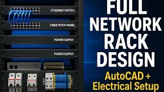 Full Network Rack Design in AutoCAD | Electrical Wiring Setup with Switch, Power, Fiber & MCB
