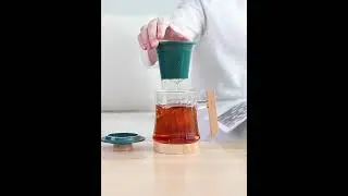 Glass Tea Cup With Wooden Bottom And Porcelain Infuser