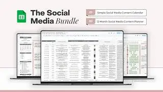 Simple Social Media Content Calendar & 12 Month Social Media Content Planner Google Sheets Templates