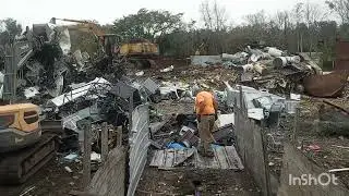 Unloading the scrap trailer  Recycling @ Marty's 