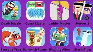 Death Puzzle,Count Master,Ladder Master,Heroes 2,Sausage Wars,Sandwich Runner,Find the Alien