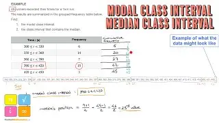 Modal Class Interval and Median class Interval for Grouped Continuous Data - Full Lesson and Example