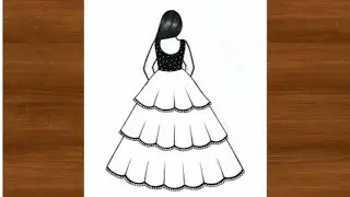 Girl in Beautiful Dress Drawing with Pencil | How to Draw a Girl | Easy Sketch for Beginners
