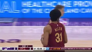 Jarrett Allen flies in for the alley-oop slam