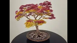 Handcrafted Wire Tree Sculpture Inspired by the Sugar Maple in Autumn | 900 ft of Wire Art